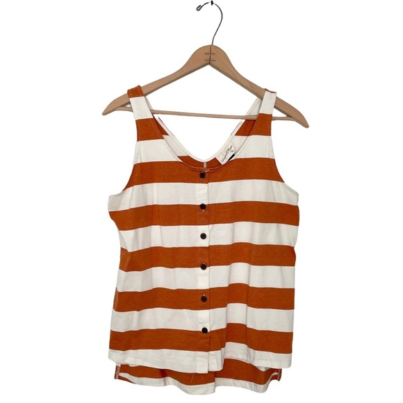 Universal Thread | Orange Striped Button Down Tank Top - Picture 2 of 7